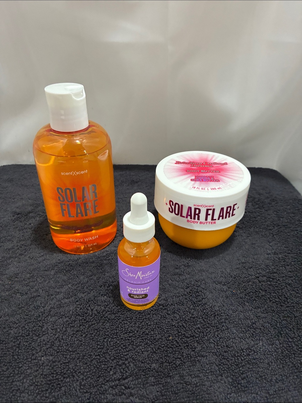 Solar Flare Body Wash & Body Butter + SheaMoisture Oil Bundle Kit NWT